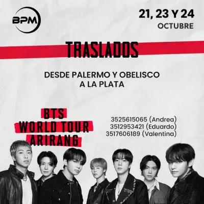 TRASLADO BTS EN LA PLATA