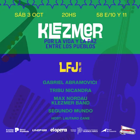 KLEZMER: POR LA VIDA Y LA PAZ ENTRE LOS PUEBLOS en el Teatro Opera LP