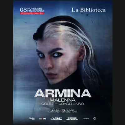 Domingo 08 de Noviembre (pre-feriado) ARMINA   @LaBiblioteca x  Somos Produ...