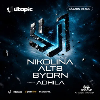 Sábado 21/11 - Utopic pres. NIKOLINA + ALT8 + BYORN @ Groove, Palermo...