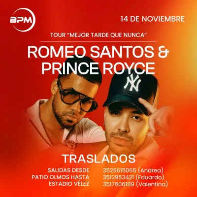 TRASLADO ROMEO SANTOS & PRINCE ROYCE EN ESTADIO VÉLEZ...