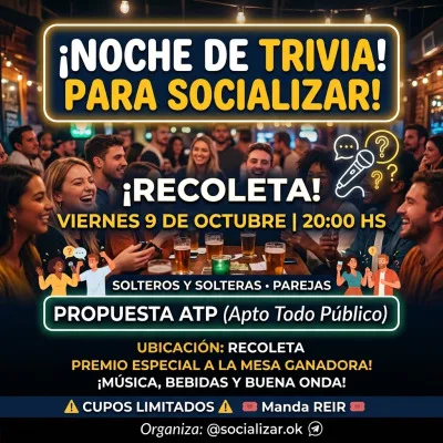 Noche de trivia para socializar Recoleta